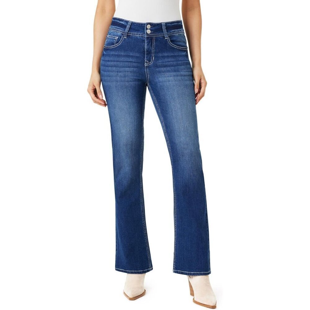Women's Flex Curvy Bootcut Jeans Plus Size Mid-Rise Bling 18